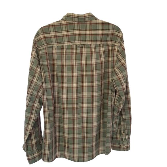 GH Bass & Co Men's Green & Tan Plaid button down Long Sleeve Shirt Size LG - Picture 2 of 6